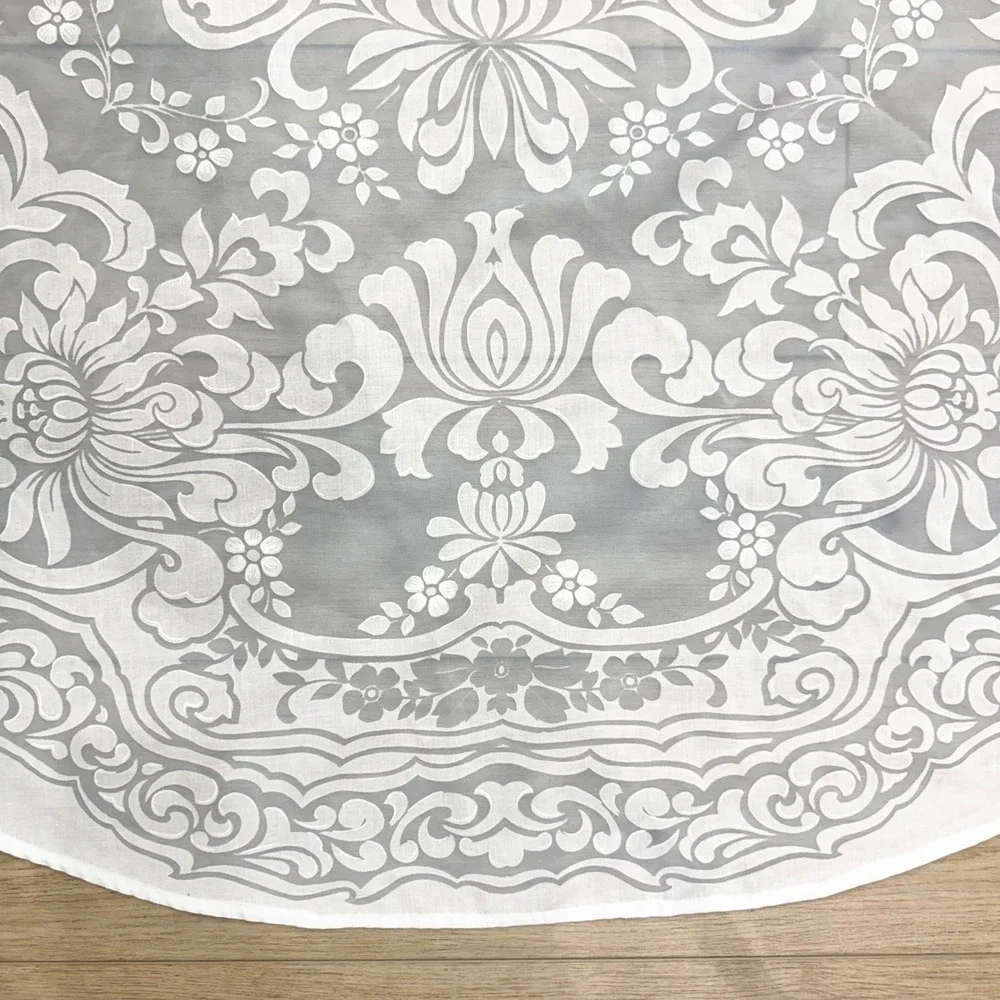 Vintage Round Damask‎ Floral Burnout Tablecloth 56